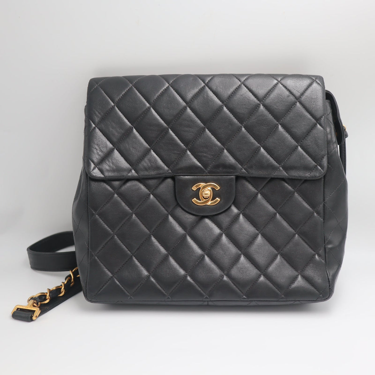 Pre-Owned #01278 CHANEL Matelasse Chain Backpack Lamb Skin Black CC