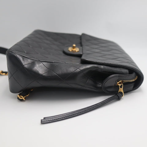 Pre-Owned #01278 CHANEL Matelasse Chain Backpack Lamb Skin Black CC