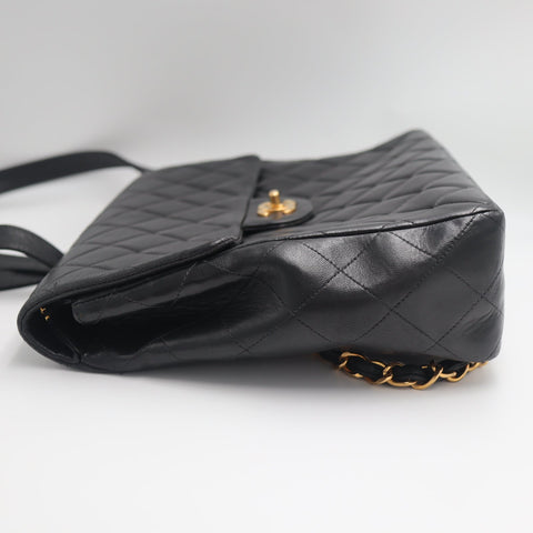 Pre-Owned #01278 CHANEL Matelasse Chain Backpack Lamb Skin Black CC