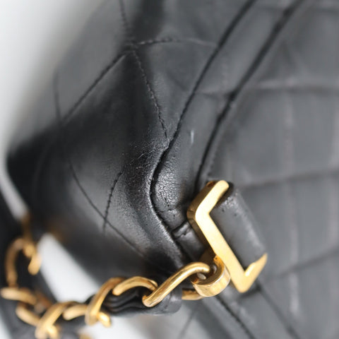 Pre-Owned #01278 CHANEL Matelasse Chain Backpack Lamb Skin Black CC