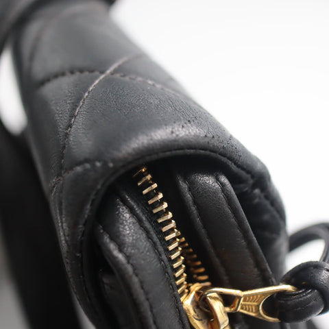 Pre-Owned #01278 CHANEL Matelasse Chain Backpack Lamb Skin Black CC