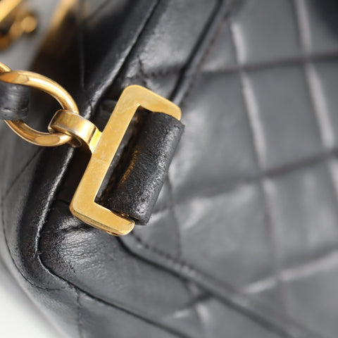 Pre-Owned #01278 CHANEL Matelasse Chain Backpack Lamb Skin Black CC