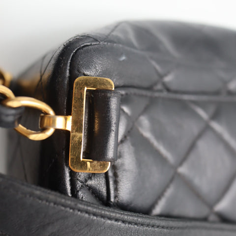 Pre-Owned #01278 CHANEL Matelasse Chain Backpack Lamb Skin Black CC