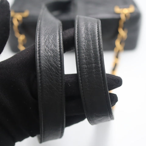 Pre-Owned #01278 CHANEL Matelasse Chain Backpack Lamb Skin Black CC