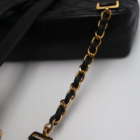 Pre-Owned #01278 CHANEL Matelasse Chain Backpack Lamb Skin Black CC