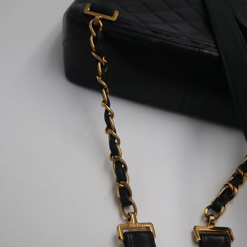 Pre-Owned #01278 CHANEL Matelasse Chain Backpack Lamb Skin Black CC