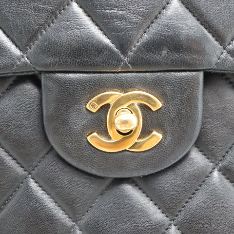 Pre-Owned #01278 CHANEL Matelasse Chain Backpack Lamb Skin Black CC