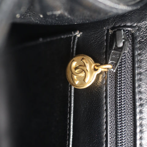Pre-Owned #01278 CHANEL Matelasse Chain Backpack Lamb Skin Black CC