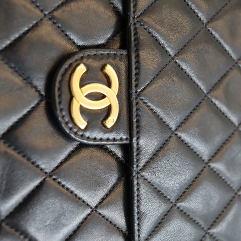 Pre-owned #90152 CHANEL Matelassé Chain Shoulder Bag | Push-Lock | Lambskin | Black | 5 Series (1997–1999) | Gold Hardware | Vintage