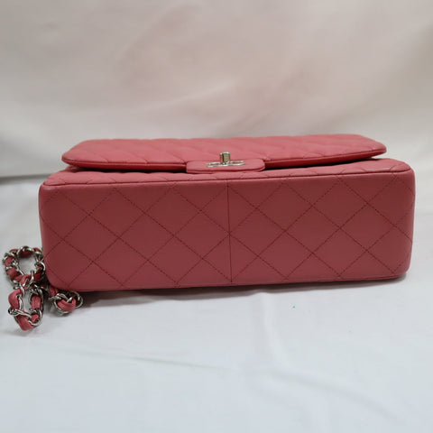 Pre-Owned #32635 CHANEL Matelasse Jumbo Chain Shoulder Bag Lambskin Pink A58600
