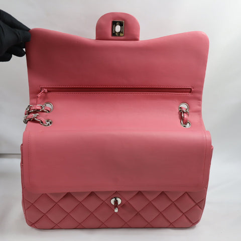 Pre-Owned #32635 CHANEL Matelasse Jumbo Chain Shoulder Bag Lambskin Pink A58600