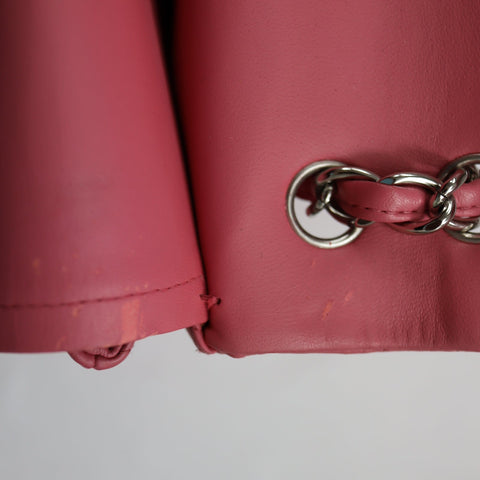 Pre-Owned #32635 CHANEL Matelasse Jumbo Chain Shoulder Bag Lambskin Pink A58600