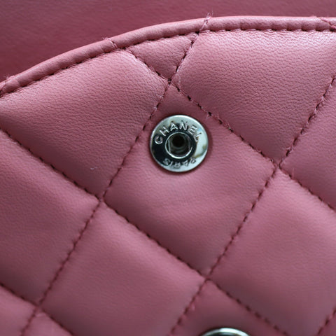 Pre-Owned #32635 CHANEL Matelasse Jumbo Chain Shoulder Bag Lambskin Pink A58600