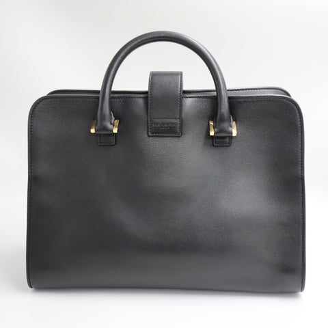 Pre-Owned #SF32411 Saint Laurent Paris Cabas 2Way Shoulder Handbag Leather Black 357395
