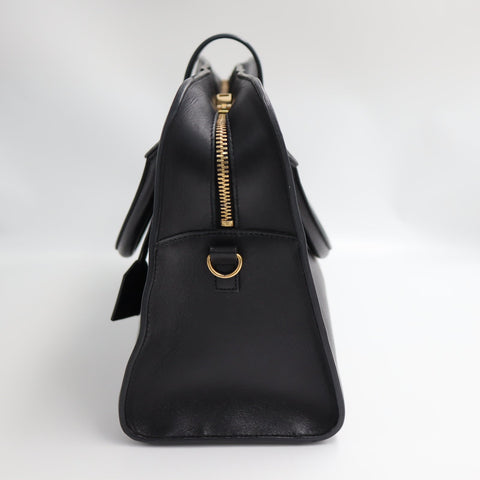 Pre-Owned #SF32411 Saint Laurent Paris Cabas 2Way Shoulder Handbag Leather Black 357395