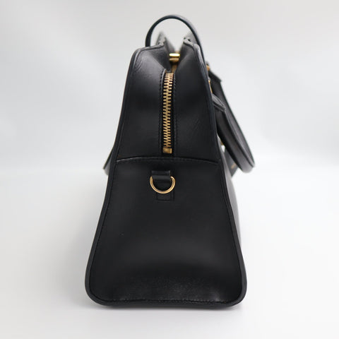 Pre-Owned #SF32411 Saint Laurent Paris Cabas 2Way Shoulder Handbag Leather Black 357395