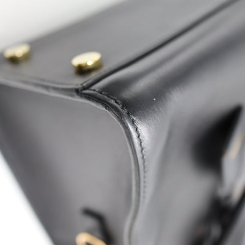 Pre-Owned #SF32411 Saint Laurent Paris Cabas 2Way Shoulder Handbag Leather Black 357395