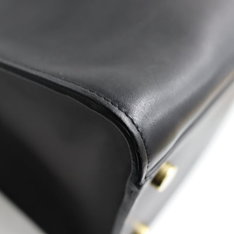 Pre-Owned #SF32411 Saint Laurent Paris Cabas 2Way Shoulder Handbag Leather Black 357395