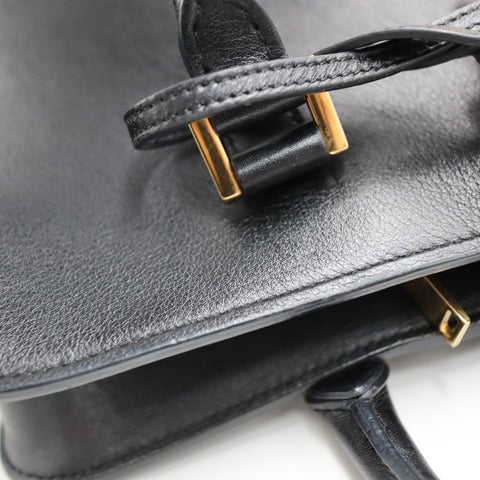Pre-Owned #SF32411 Saint Laurent Paris Cabas 2Way Shoulder Handbag Leather Black 357395
