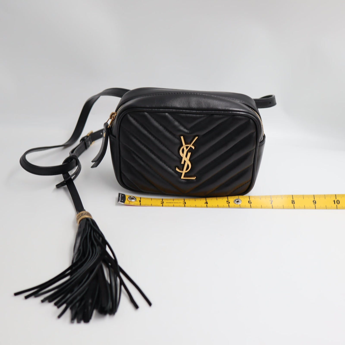 Pre-Owned #SF32420 Saint Laurent YSL mini Lou Belt Shoulder Bag leather Black