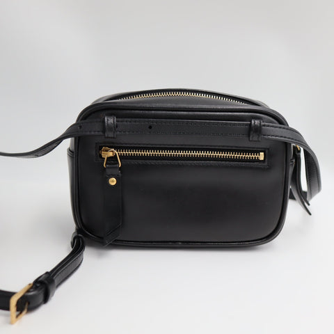Pre-Owned #SF32420 Saint Laurent YSL mini Lou Belt Shoulder Bag leather Black