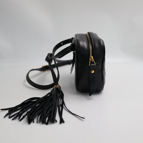 Pre-Owned #SF32420 Saint Laurent YSL mini Lou Belt Shoulder Bag leather Black
