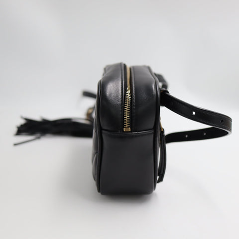 Pre-Owned #SF32420 Saint Laurent YSL mini Lou Belt Shoulder Bag leather Black