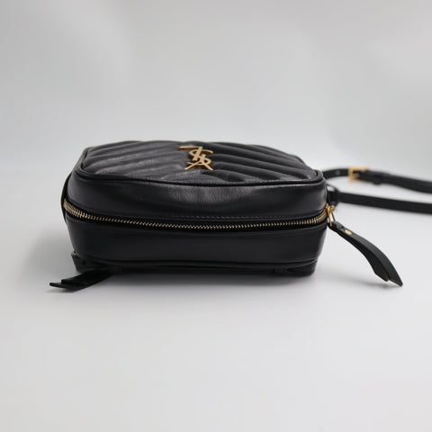 Pre-Owned #SF32420 Saint Laurent YSL mini Lou Belt Shoulder Bag leather Black