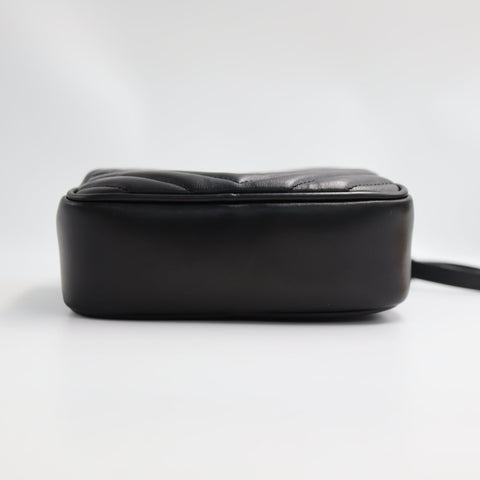 Pre-Owned #SF32420 Saint Laurent YSL mini Lou Belt Shoulder Bag leather Black