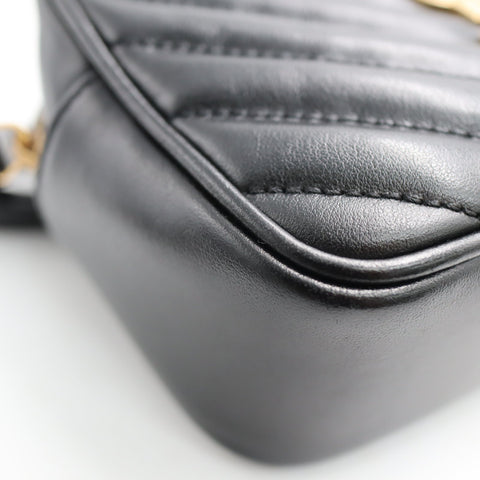 Pre-Owned #SF32420 Saint Laurent YSL mini Lou Belt Shoulder Bag leather Black