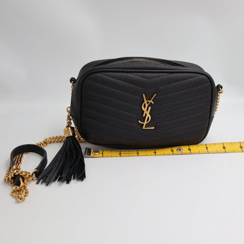 Pre-Owned #R08211 Saint Laurent Paris YSL Mini Bag Lou Chain Shoulder Bag in Black Leather