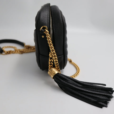 Pre-Owned #R08211 Saint Laurent Paris YSL Mini Bag Lou Chain Shoulder Bag in Black Leather
