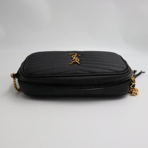 Pre-Owned #R08211 Saint Laurent Paris YSL Mini Bag Lou Chain Shoulder Bag in Black Leather