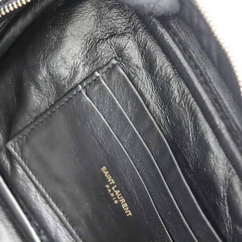 Pre-Owned #R08211 Saint Laurent Paris YSL Mini Bag Lou Chain Shoulder Bag in Black Leather
