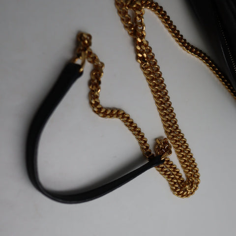 Pre-Owned #R08211 Saint Laurent Paris YSL Mini Bag Lou Chain Shoulder Bag in Black Leather