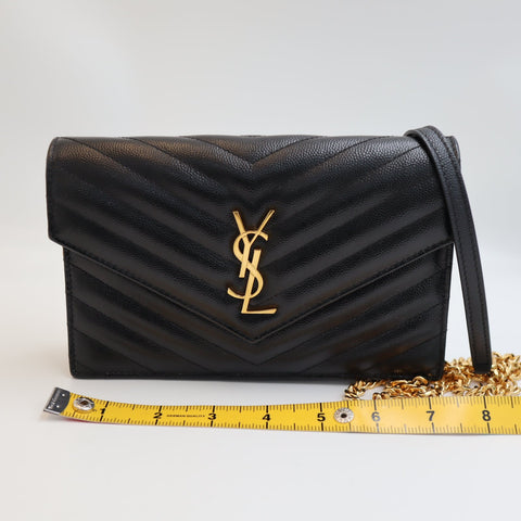 Pre-Owned #R7082504 Saint Laurent Cassandra Envelope Chain Shoulder Bag Black 742920