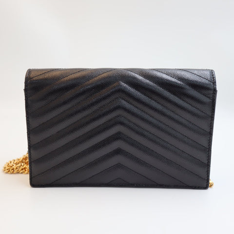 Pre-Owned #R7082504 Saint Laurent Cassandra Envelope Chain Shoulder Bag Black 742920