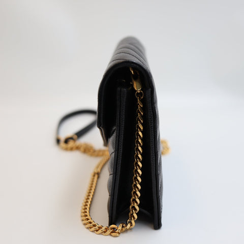 Pre-Owned #R7082504 Saint Laurent Cassandra Envelope Chain Shoulder Bag Black 742920