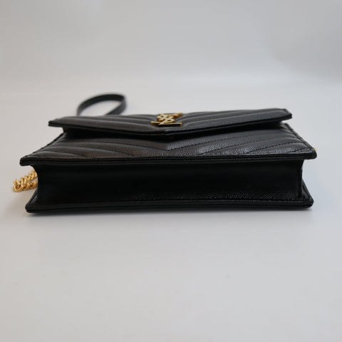 Pre-Owned #R7082504 Saint Laurent Cassandra Envelope Chain Shoulder Bag Black 742920