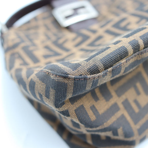 Pre-Owned #71244 FENDI Zucca Pattern Mamma Bucket One Shoulder Nylon Canvas