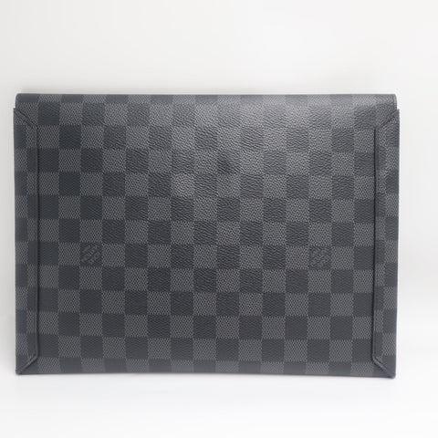 Pre-Owned #71422 Louis Vuitton Damier Graphite Alpha Tri Pro Pouch Clutch Bag Card Holder N60255